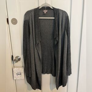 Chico’s Grey Stripe Assymetrical Cardigan Size 12